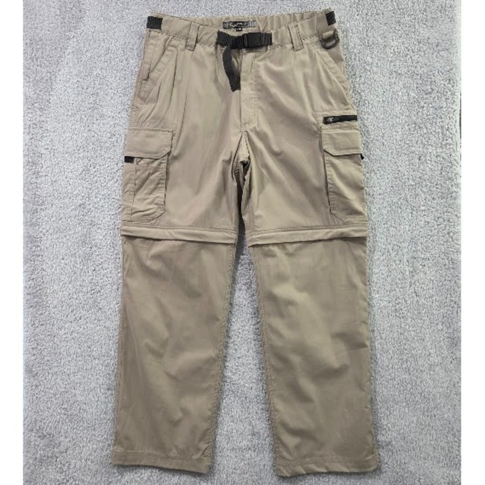 BC Clothing Men's Convertible Cargo Pants Zip Off Shorts Khaki Belted Size MX30